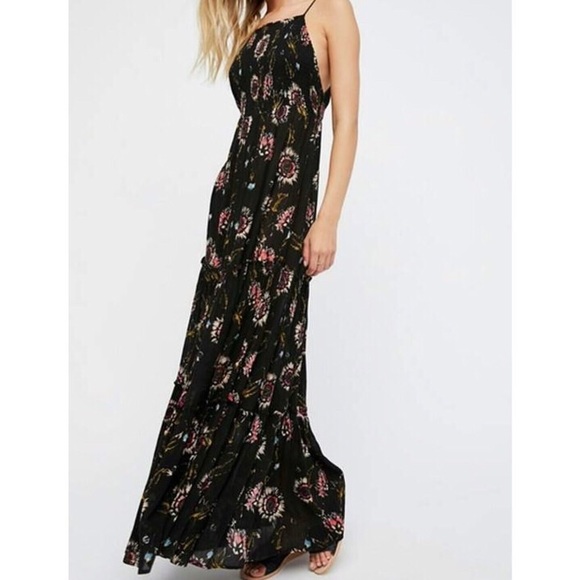 Free People Dresses & Skirts - NWT Free People Black Floral Print Maxi Dress S
